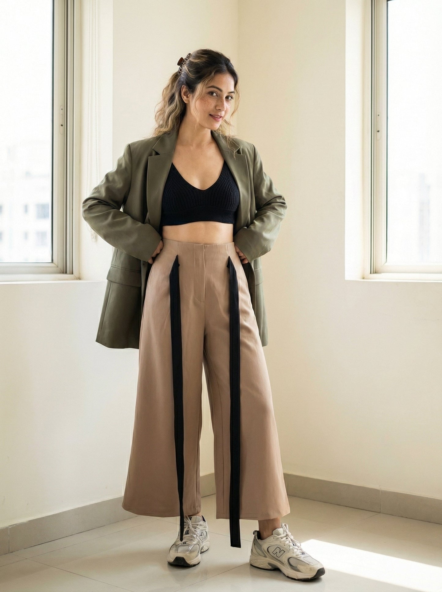 Contrast Tie Trousers