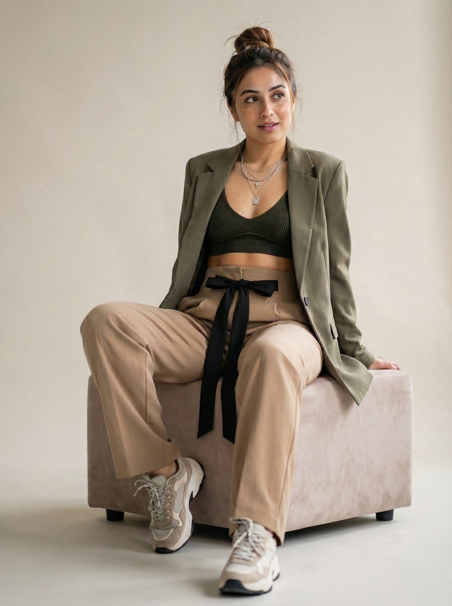 Contrast Tie Trousers