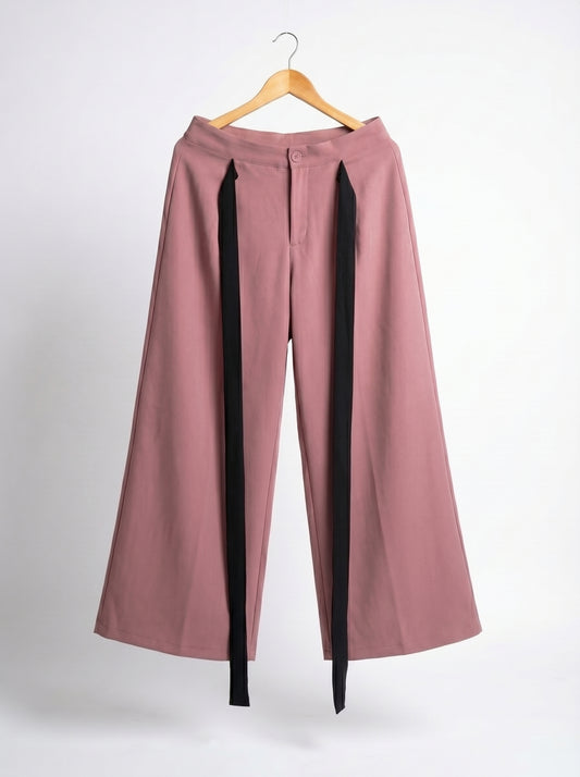 Contrast Tie Trousers Pink