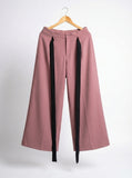 Contrast Tie Trousers Pink